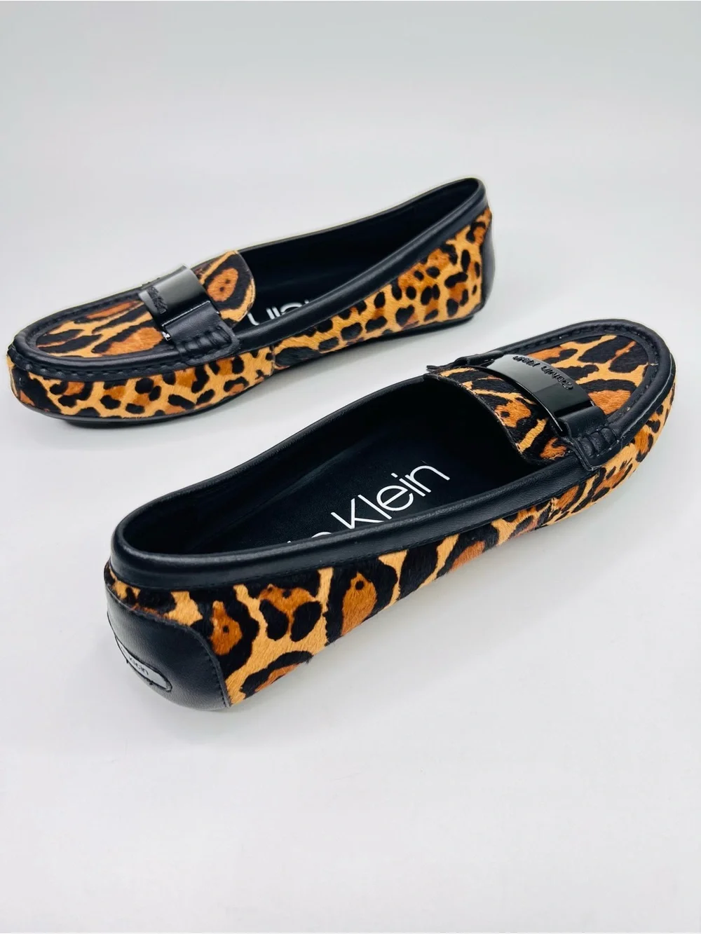 Calvin Klein Lisette Leopard Print Calf Hair Slip On Loafer Womens Size 8